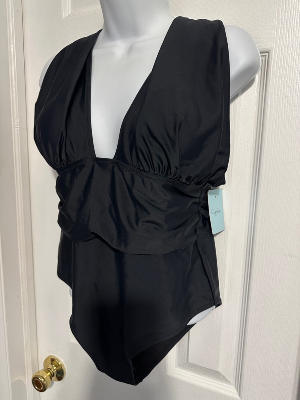 Cupshe Black Plunge One-Piece Swimsuit